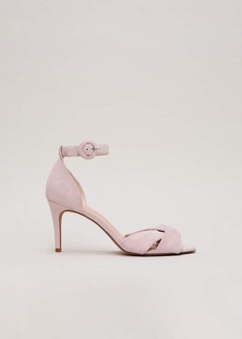 Phase Eight Suede Twist Strapeds Heels Pink USA | 8307945-IV